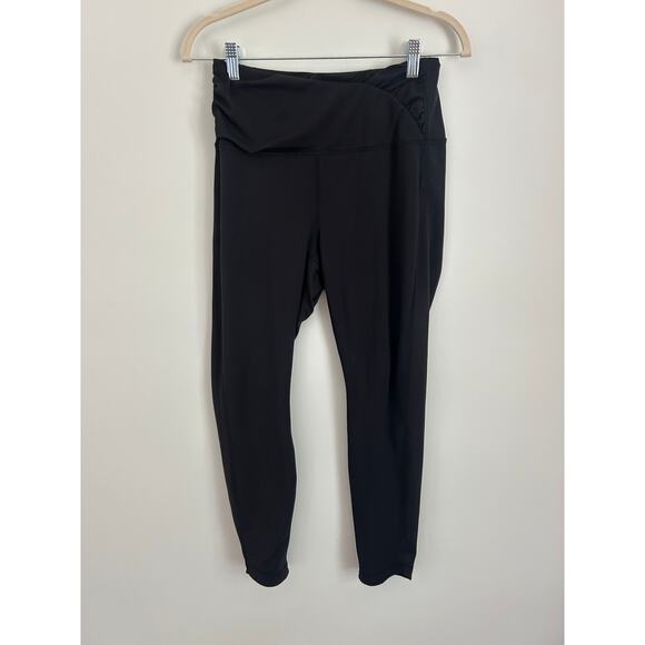 Yogalicious Lux Full Length Black Leggings - Women's Medium Gathered Waistband - Picture 2 of 5